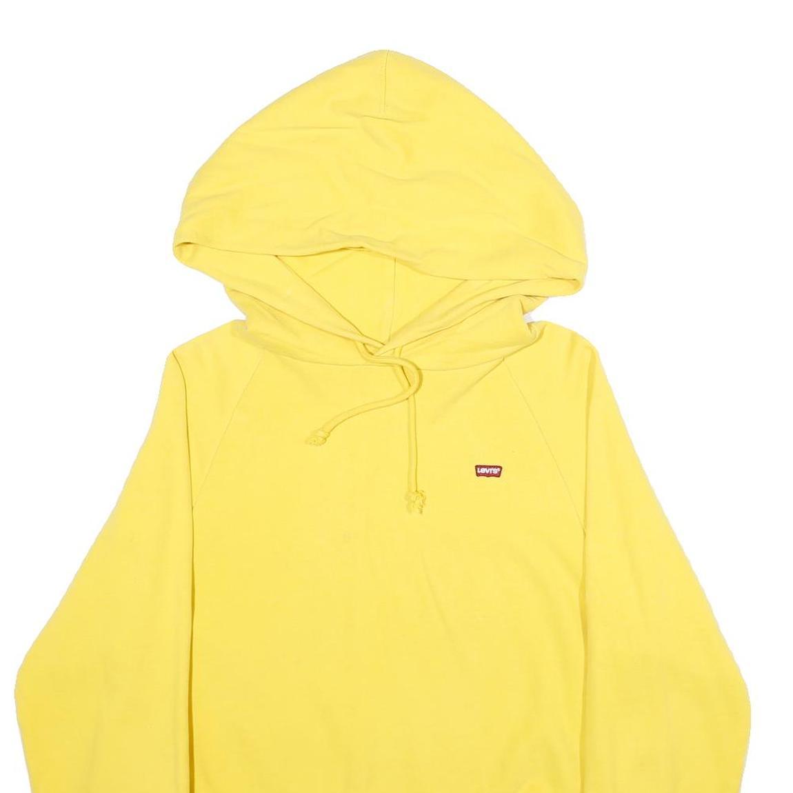 LEVI'S Womens Yellow Hoodie S Cotton Blend Drawstring Casual Sweatshirt