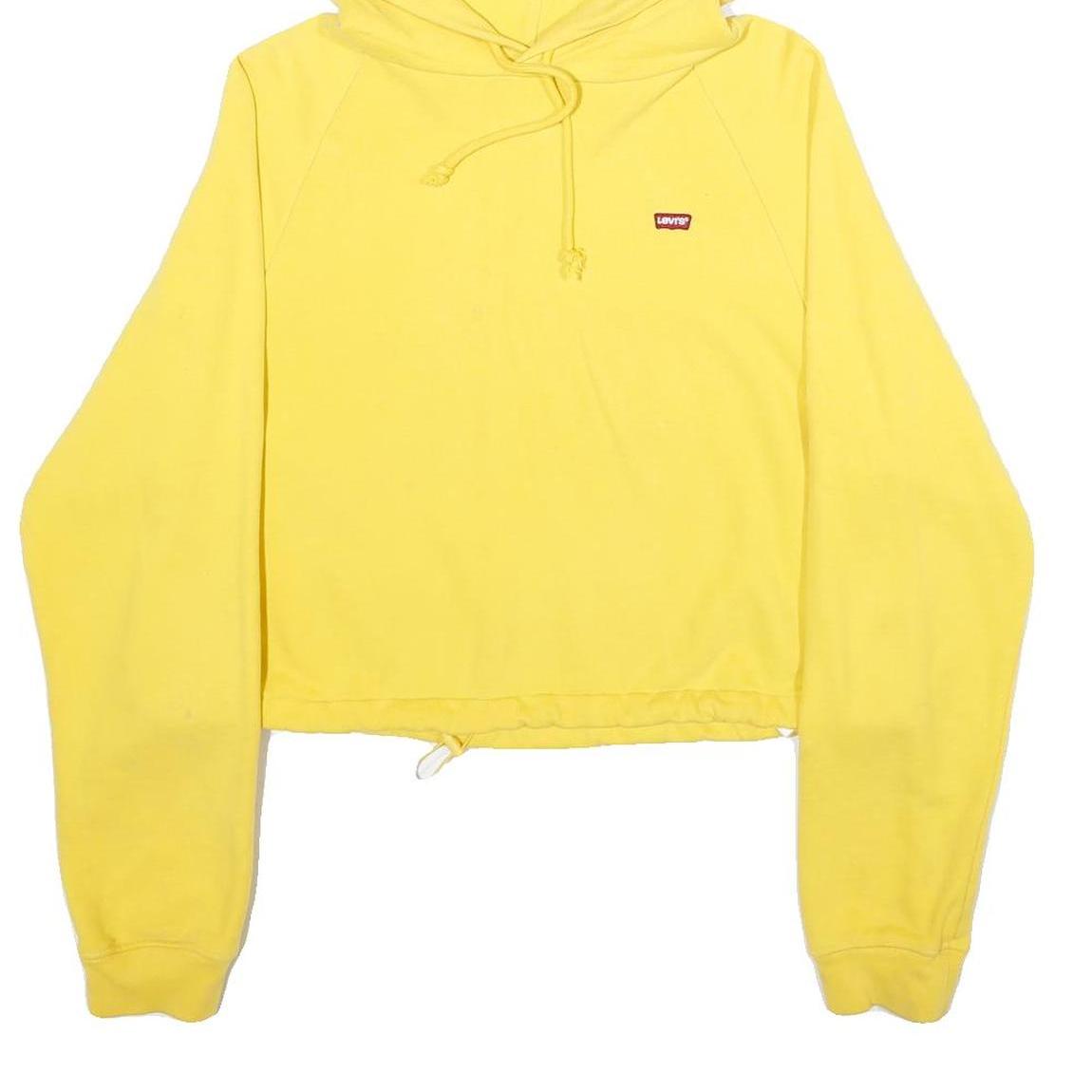 LEVI'S Womens Yellow Hoodie S Cotton Blend Drawstring Casual Sweatshirt