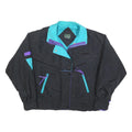 CABIN CREEK Womens Black & Turquoise Nylon Jacket S Zip Casual Retro Style