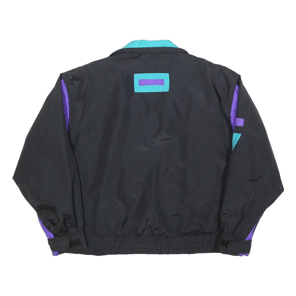 CABIN CREEK Womens Black & Turquoise Nylon Jacket S Zip Casual Retro Style