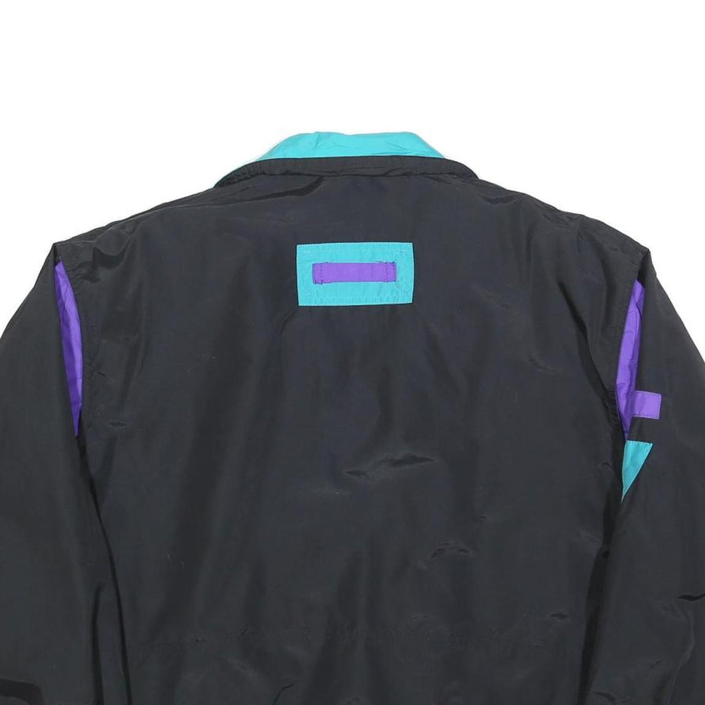CABIN CREEK Womens Black & Turquoise Nylon Jacket S Zip Casual Retro Style