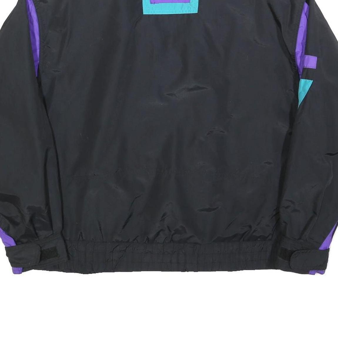 CABIN CREEK Womens Black & Turquoise Nylon Jacket S Zip Casual Retro Style