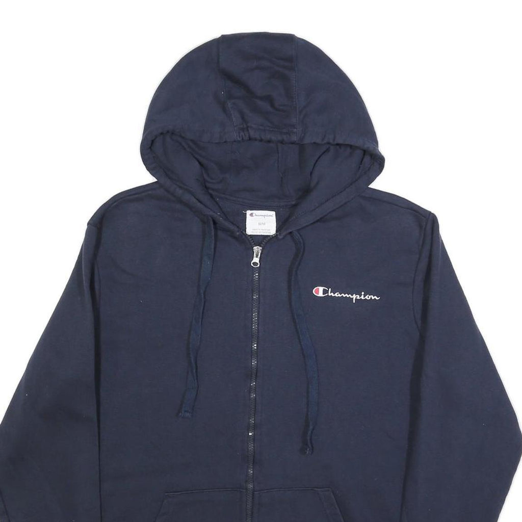 CHAMPION Mens Blue Full Zip Hoodie M Cotton Blend Sweatshirt