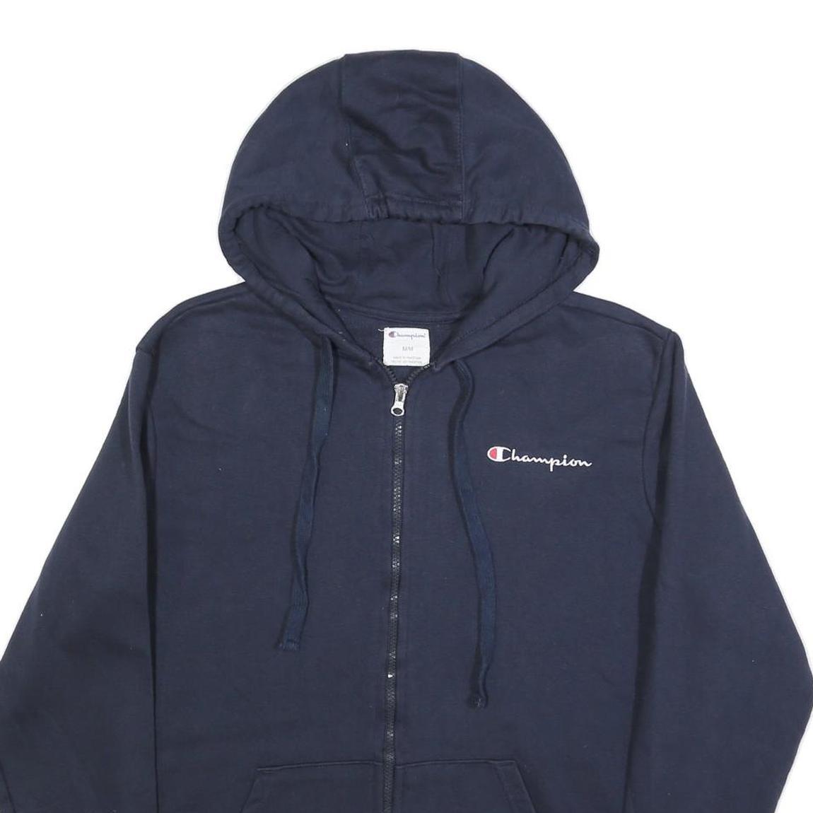 CHAMPION Mens Blue Full Zip Hoodie M Cotton Blend Sweatshirt