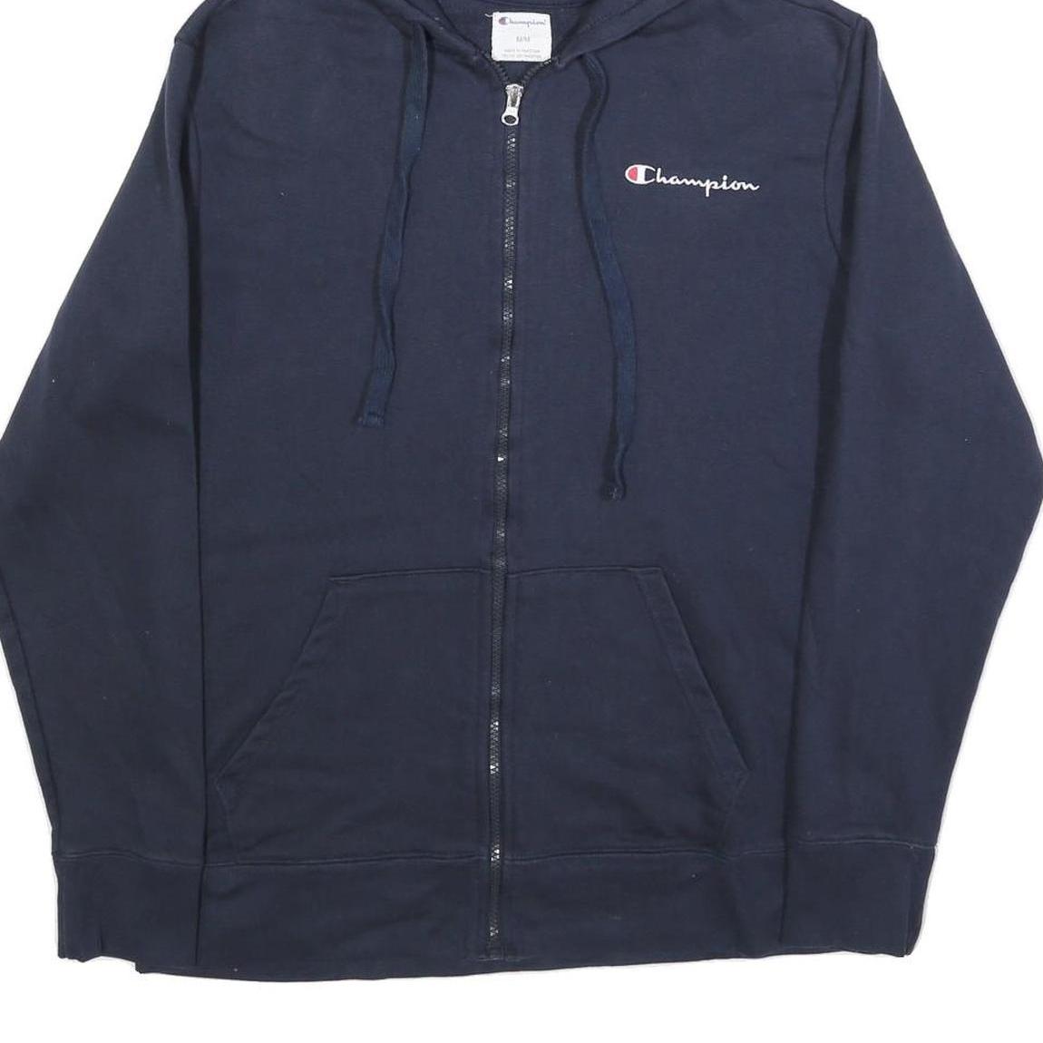 CHAMPION Mens Blue Full Zip Hoodie M Cotton Blend Sweatshirt