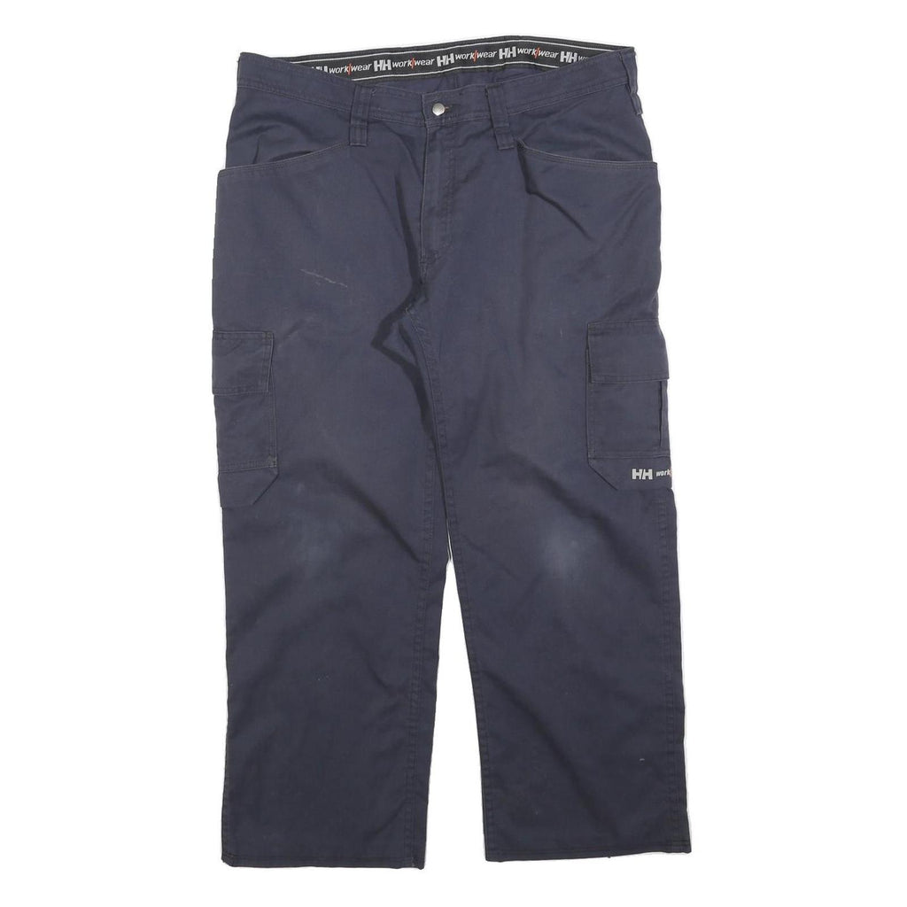 HELLY HANSEN Mens Cotton Blend Navy Regular Fit Cargo Trousers W38 L28 Workwear
