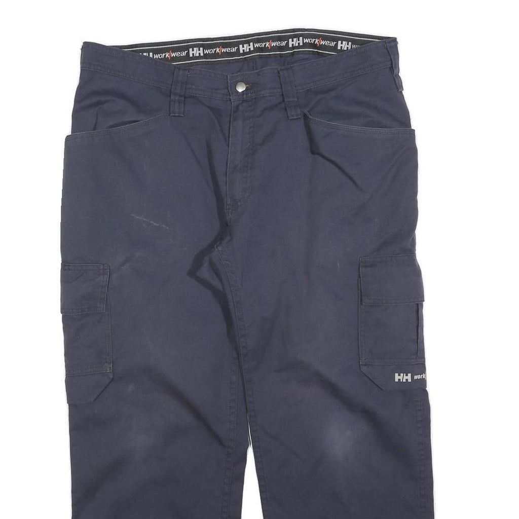 HELLY HANSEN Mens Cotton Blend Navy Regular Fit Cargo Trousers W38 L28 Workwear