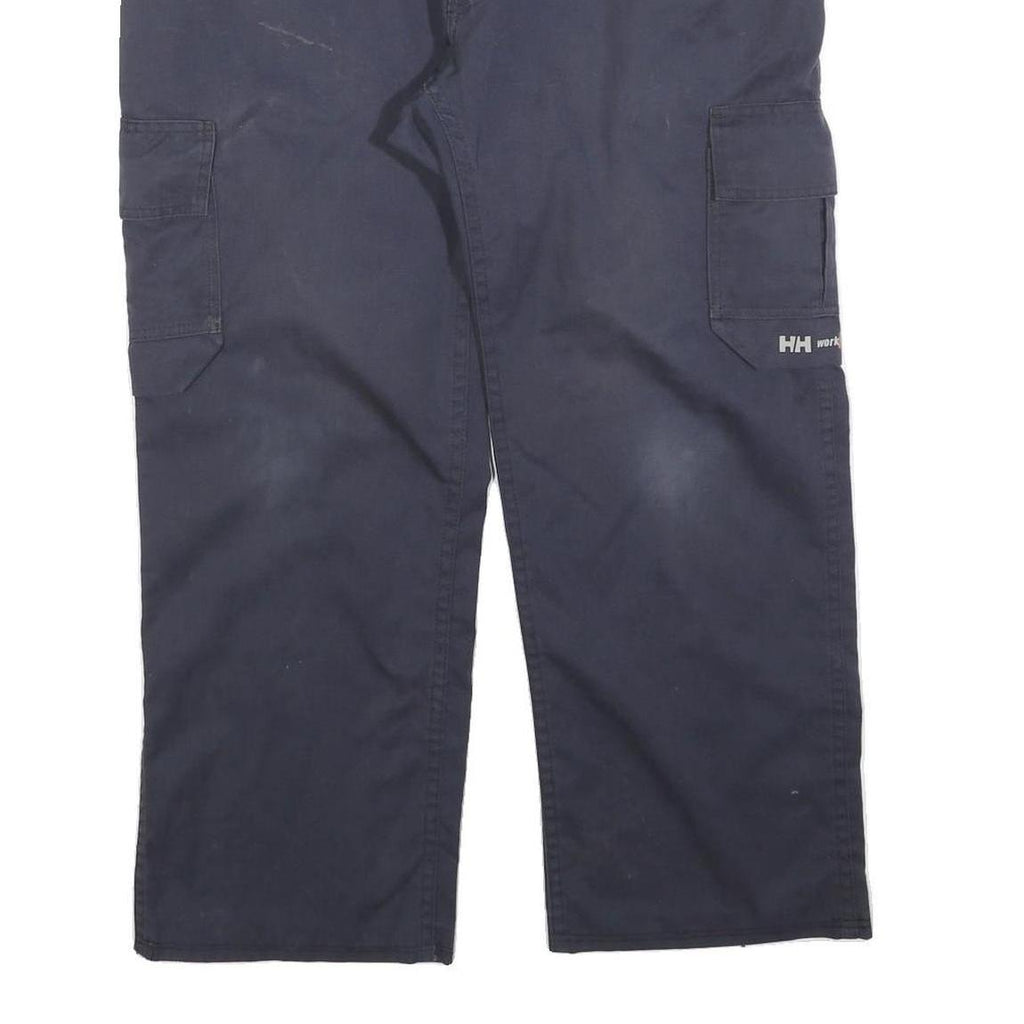 HELLY HANSEN Mens Cotton Blend Navy Regular Fit Cargo Trousers W38 L28 Workwear