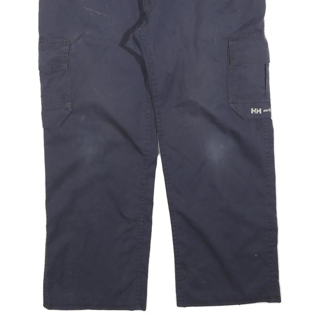 HELLY HANSEN Mens Cotton Blend Navy Regular Fit Cargo Trousers W38 L28 Workwear