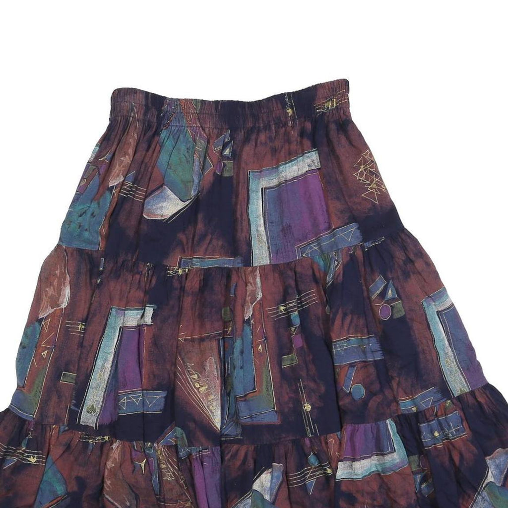 RED ROCK REFLECTIONS Womens Purple Abstract Print Flare Knee Length Cotton Blend