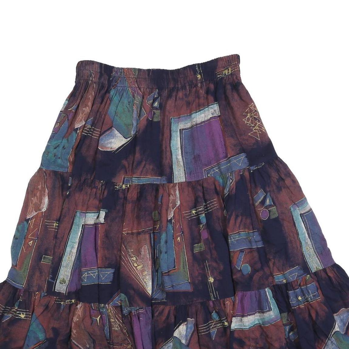 RED ROCK REFLECTIONS Womens Purple Abstract Print Flare Knee Length Cotton Blend