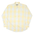 BURBERRY Mens Yellow & White Check Shirt L Long Sleeve Button Collar Casual