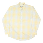 BURBERRY Mens Yellow & White Check Shirt L Long Sleeve Button Collar Casual