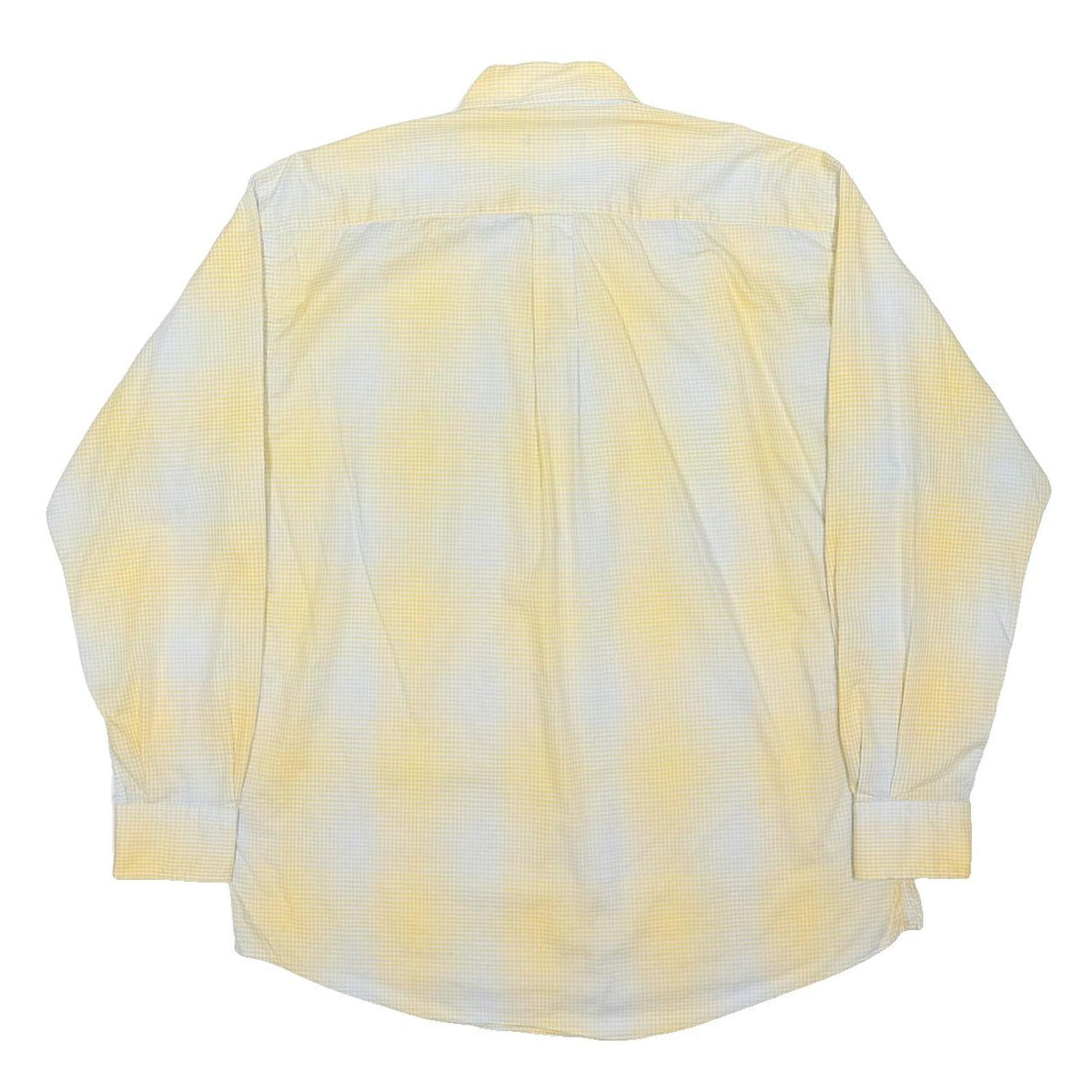 BURBERRY Mens Yellow & White Check Shirt L Long Sleeve Button Collar Casual