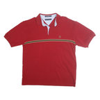 TOMMY HILFIGER Mens Red Striped Polo Shirt XL Cotton Short Sleeve Classic Fit