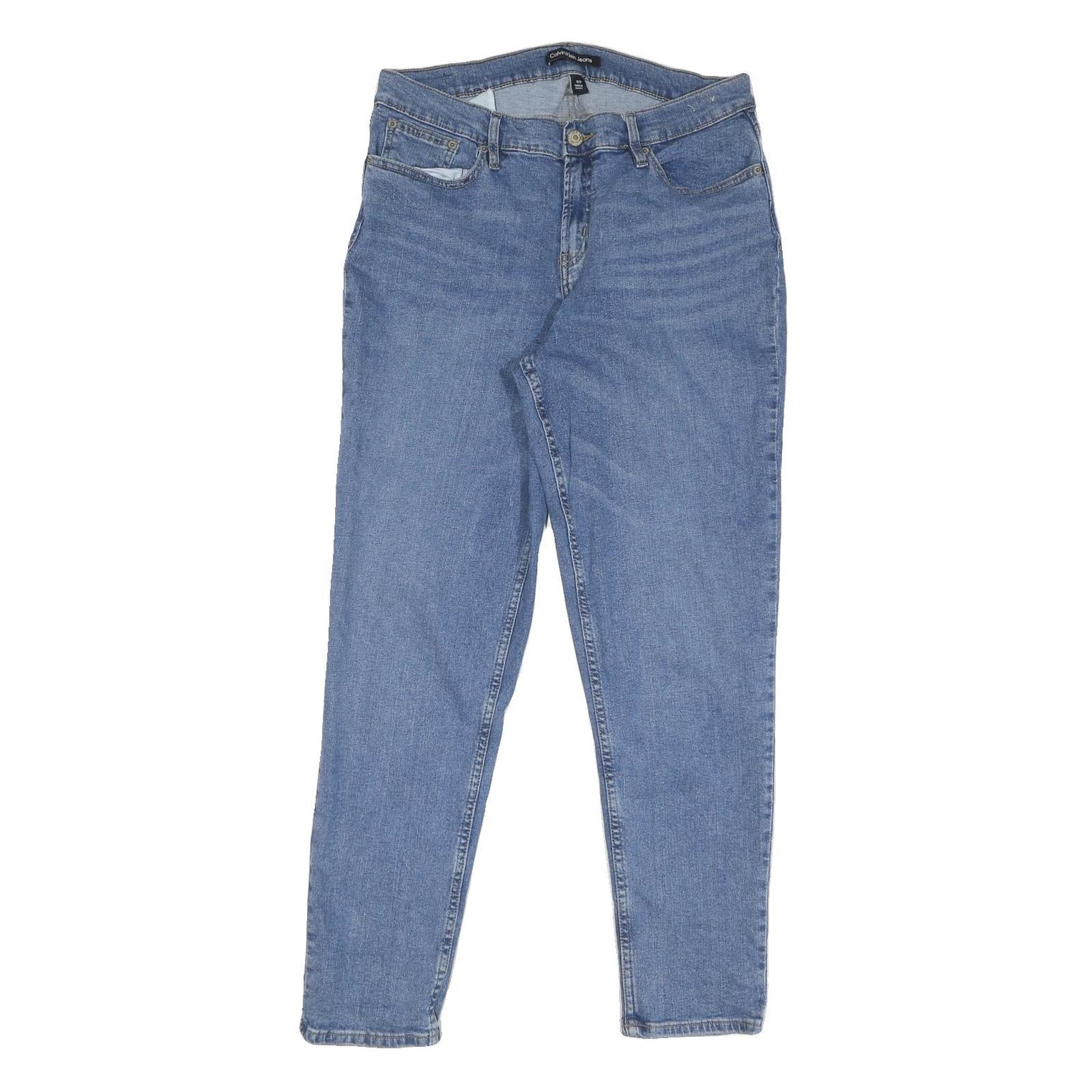 CALVIN KLEIN JEANS Womens Regular Blue Denim Light W32 L28 Zip Closure