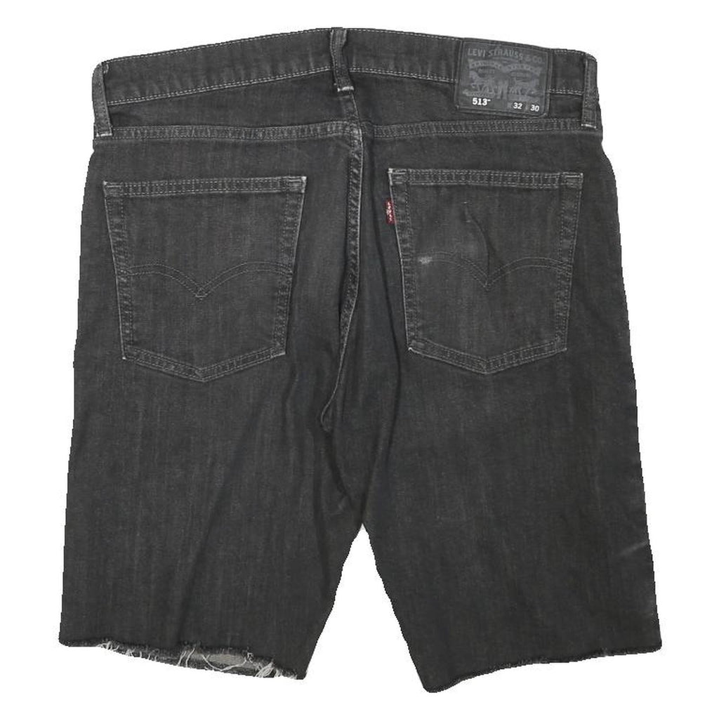 LEVI'S Mens Black Denim Cut-Off Shorts L W32 513 Style Casual Cotton Blend