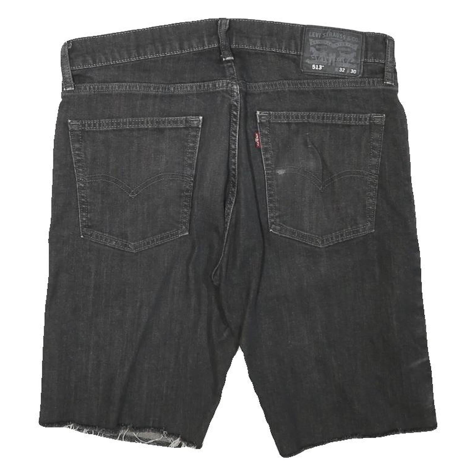 LEVI'S Mens Black Denim Cut-Off Shorts L W32 513 Style Casual Cotton Blend