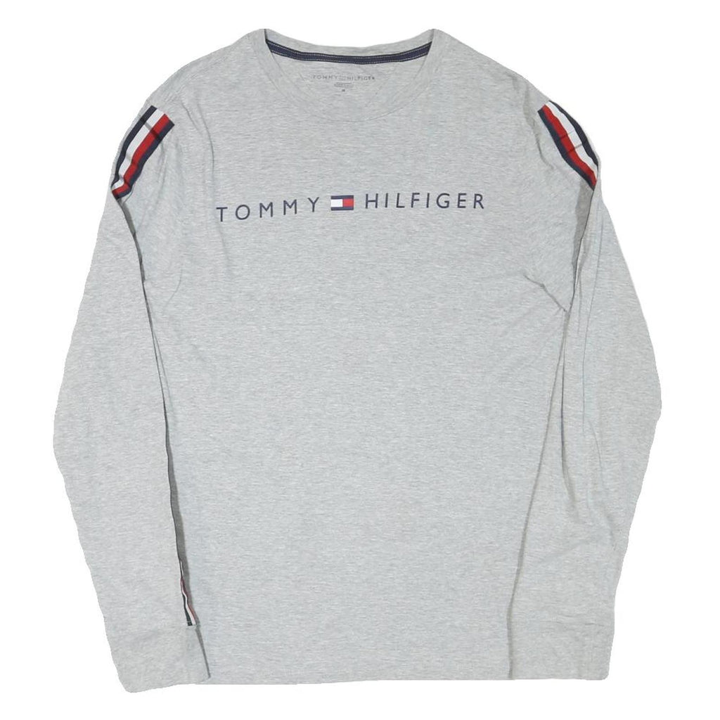 TOMMY HILFIGER Mens Grey & Red Long Sleeve Crew Neck Logo T-Shirt M