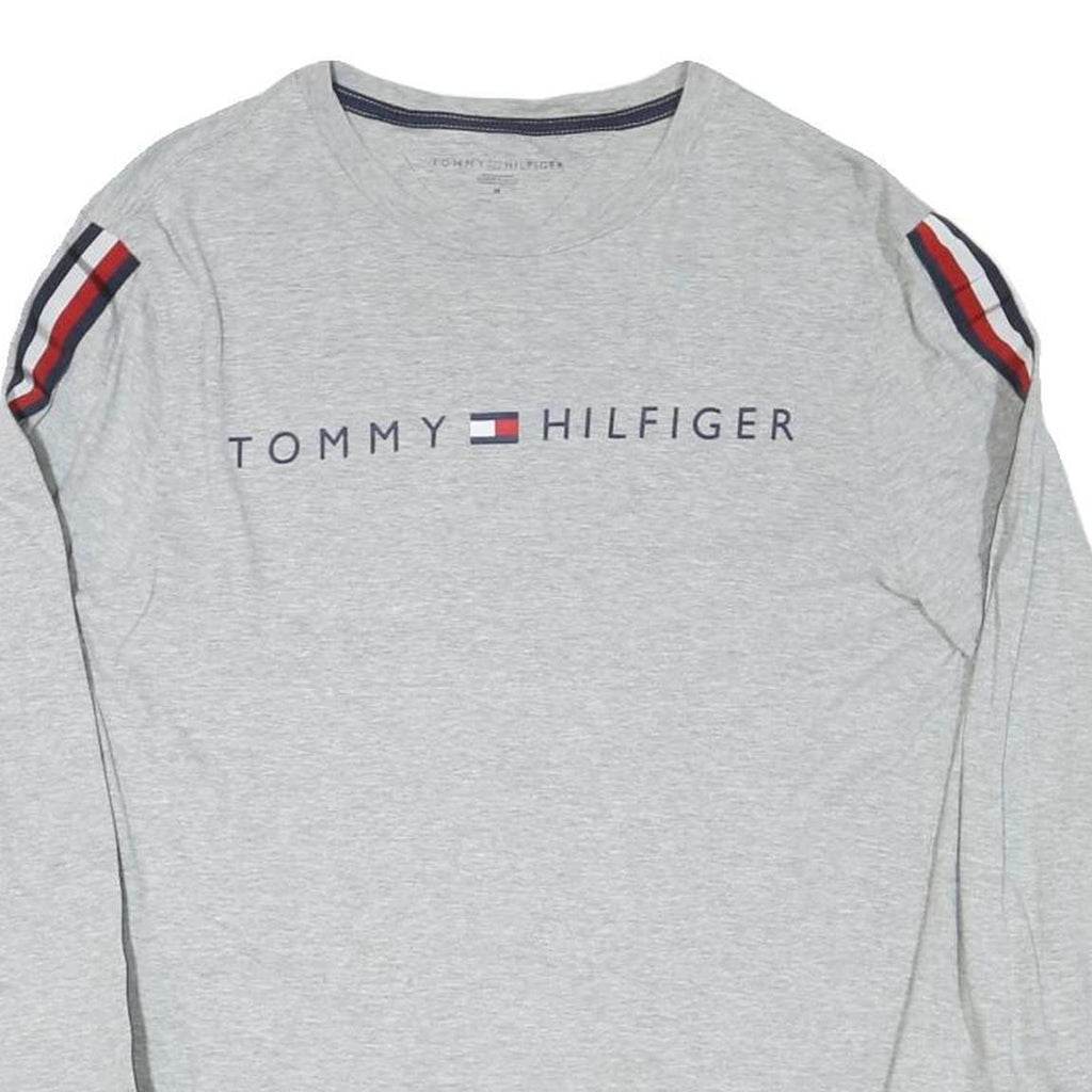 TOMMY HILFIGER Mens Grey & Red Long Sleeve Crew Neck Logo T-Shirt M