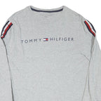 TOMMY HILFIGER Mens Grey & Red Long Sleeve Crew Neck Logo T-Shirt M