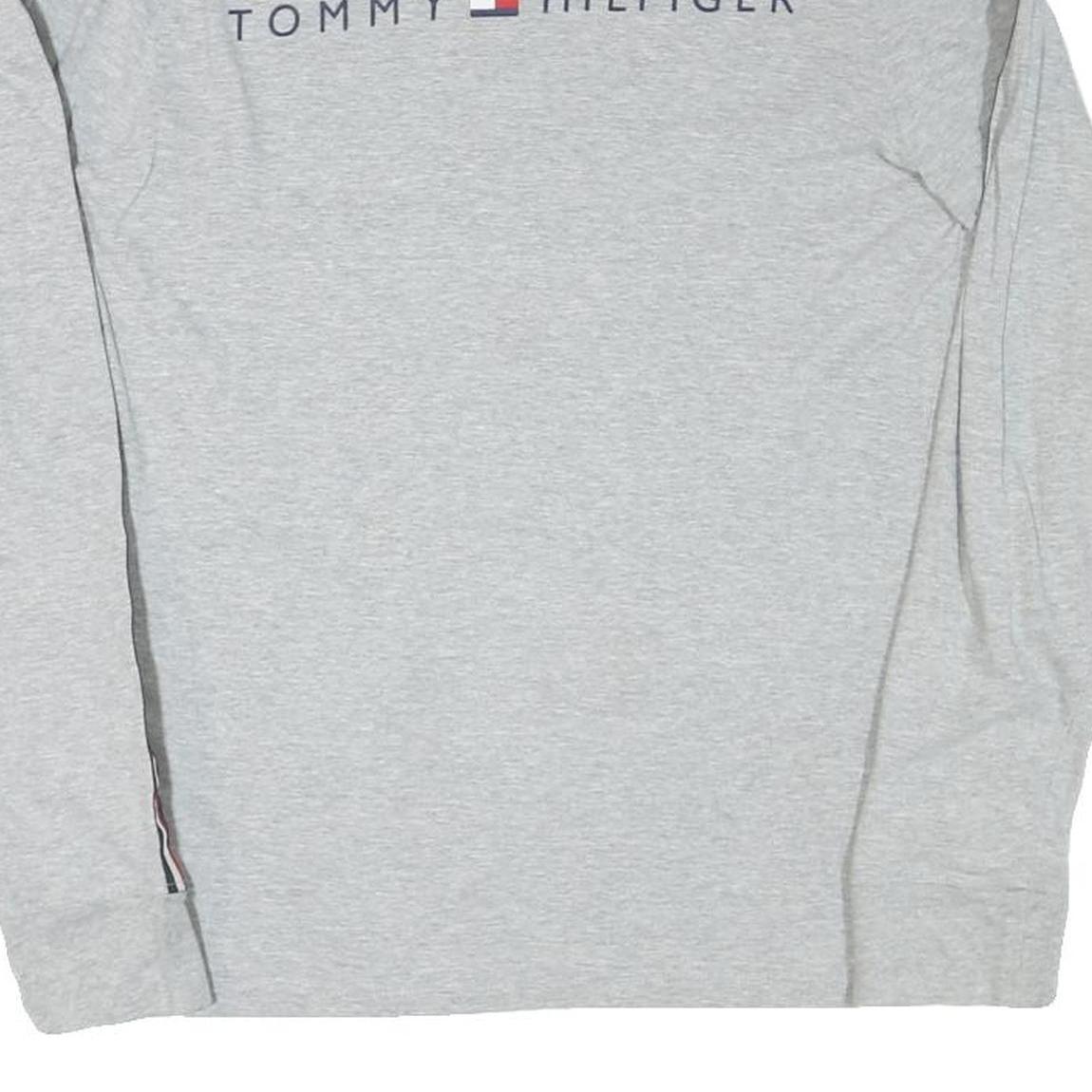 TOMMY HILFIGER Mens Grey & Red Long Sleeve Crew Neck Logo T-Shirt M