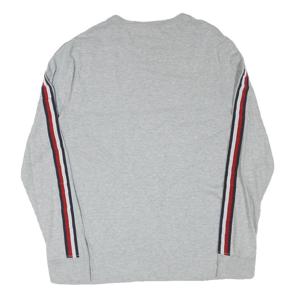 TOMMY HILFIGER Mens Grey & Red Long Sleeve Crew Neck Logo T-Shirt M