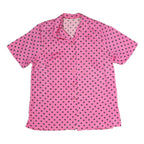 Womens Pink & Black Polka Dot Button Shirt Short Sleeve Collared XL Top