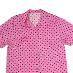 Womens Pink & Black Polka Dot Button Shirt Short Sleeve Collared XL Top