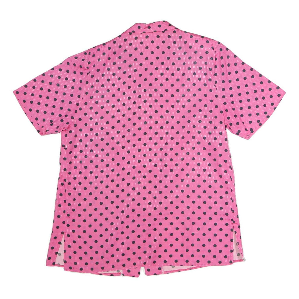Womens Pink & Black Polka Dot Button Shirt Short Sleeve Collared XL Top