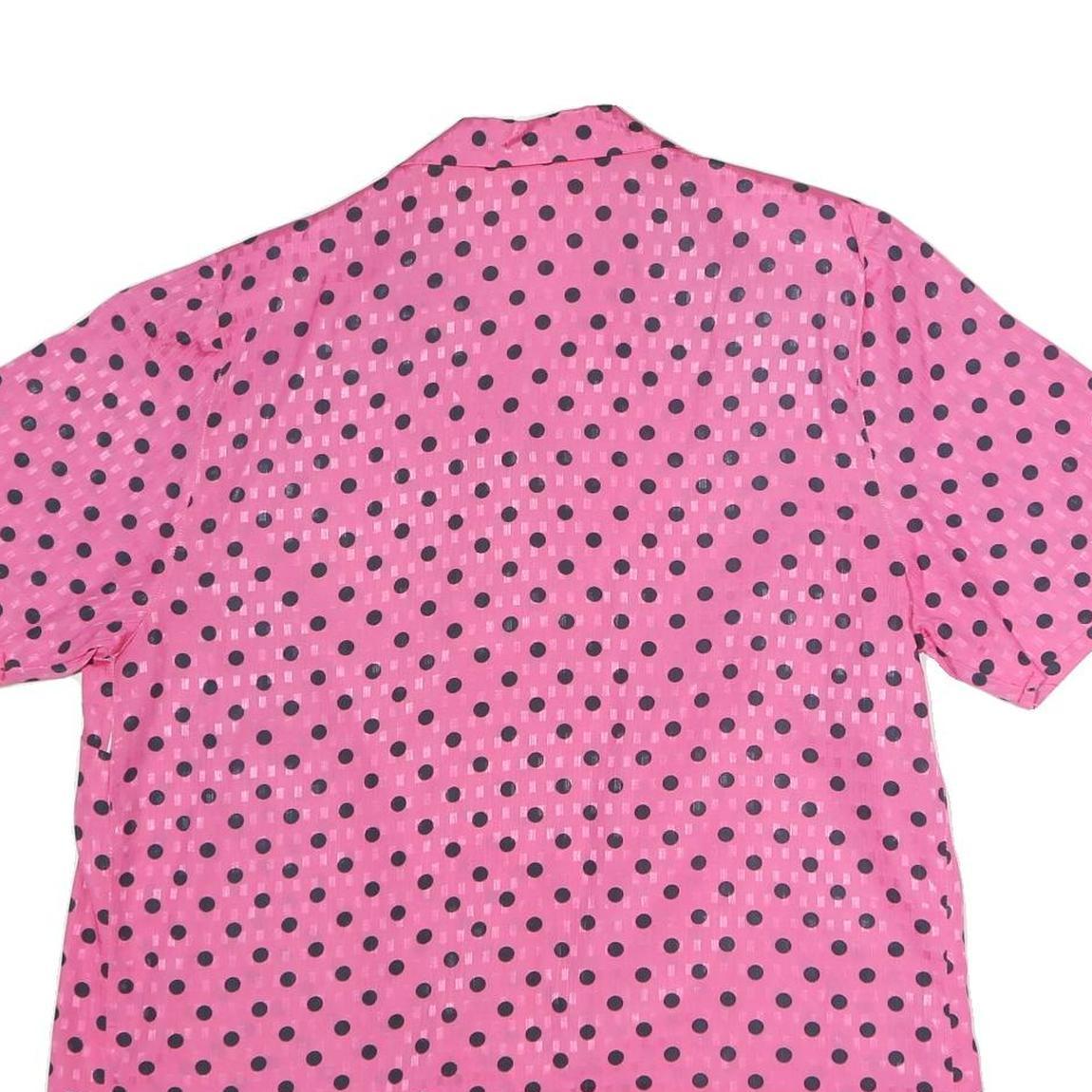 Womens Pink & Black Polka Dot Button Shirt Short Sleeve Collared XL Top