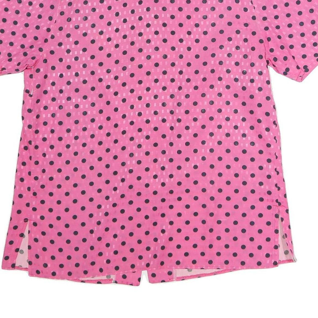Womens Pink & Black Polka Dot Button Shirt Short Sleeve Collared XL Top