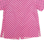 Womens Pink & Black Polka Dot Button Shirt Short Sleeve Collared XL Top