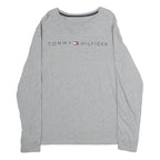 TOMMY HILFIGER Mens Grey Long Sleeve Crew Neck Logo Print T-Shirt M