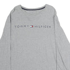 TOMMY HILFIGER Mens Grey Long Sleeve Crew Neck Logo Print T-Shirt M
