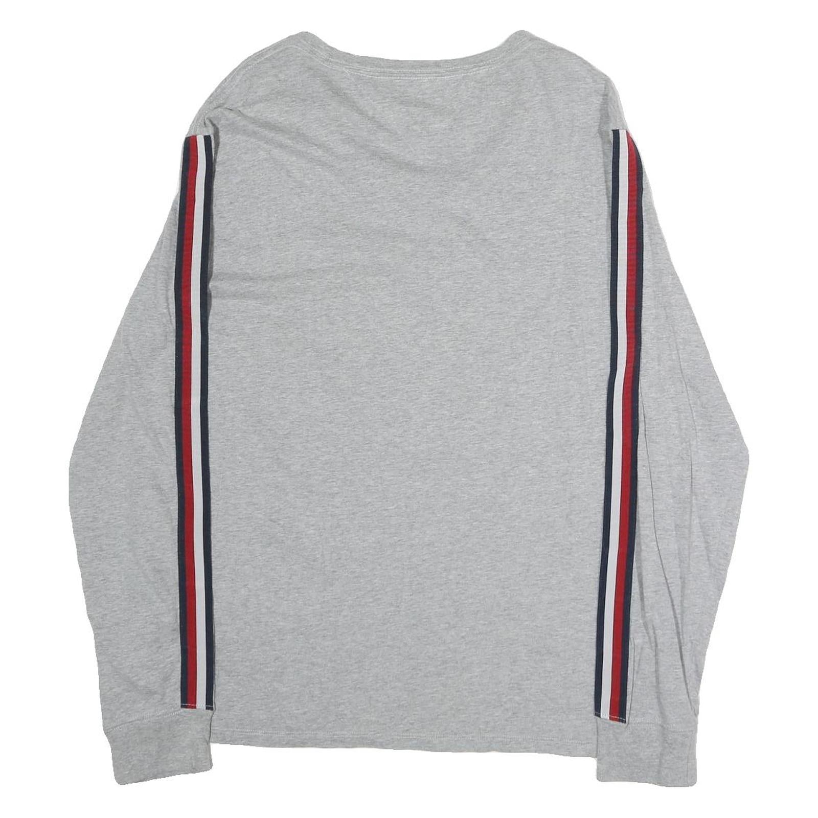 TOMMY HILFIGER Mens Grey Long Sleeve Crew Neck Logo Print T-Shirt M