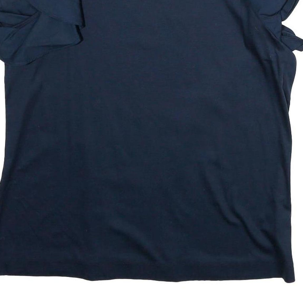 JAEGER Womens Blue Ruffle Sleeve Top M Cotton Casual Comfortable M