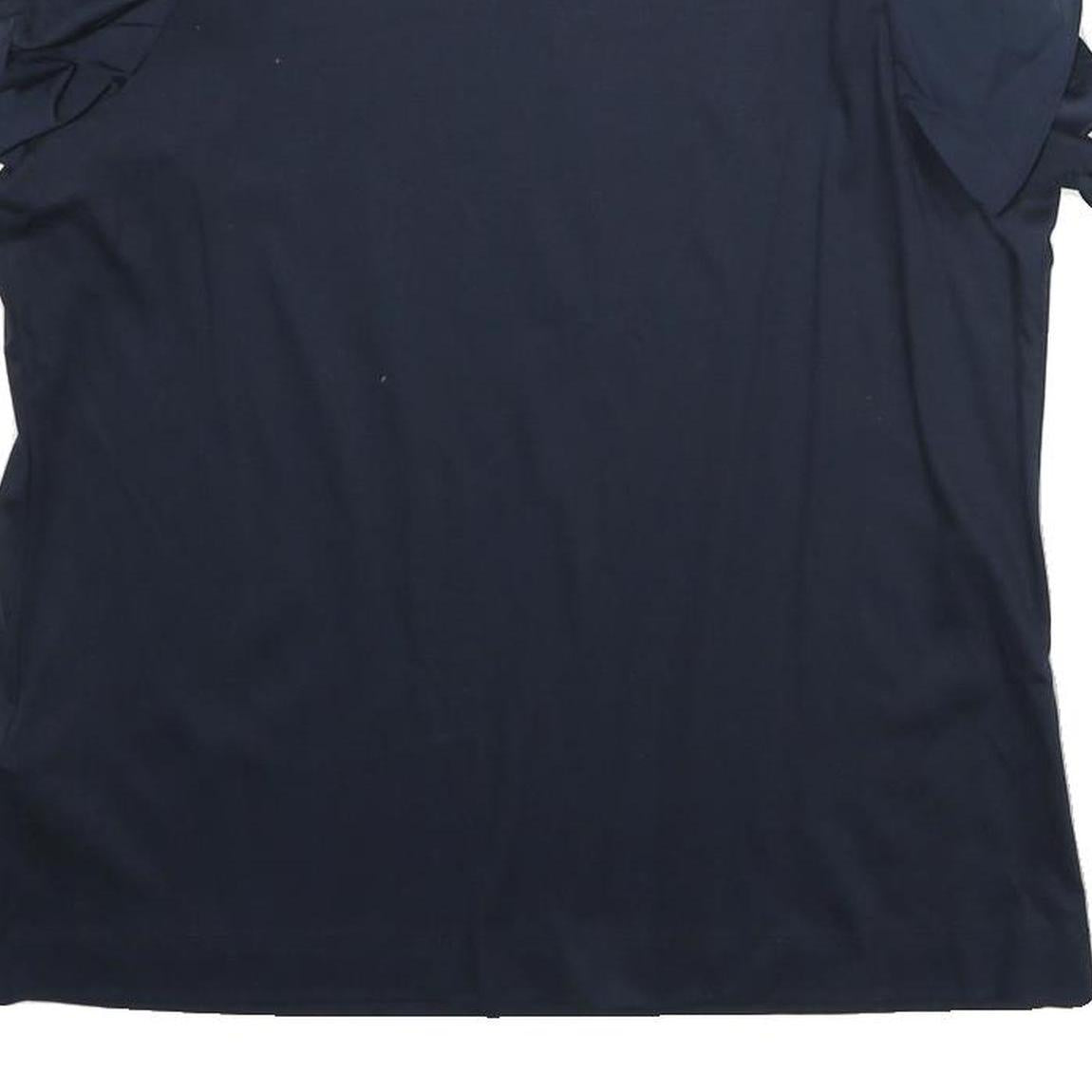 JAEGER Womens Blue Ruffle Sleeve Top M Cotton Casual Comfortable M