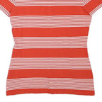 TOMMY HILFIGER Womens Red & White Stripe Short Sleeve Polo Shirt M Cotton Blend