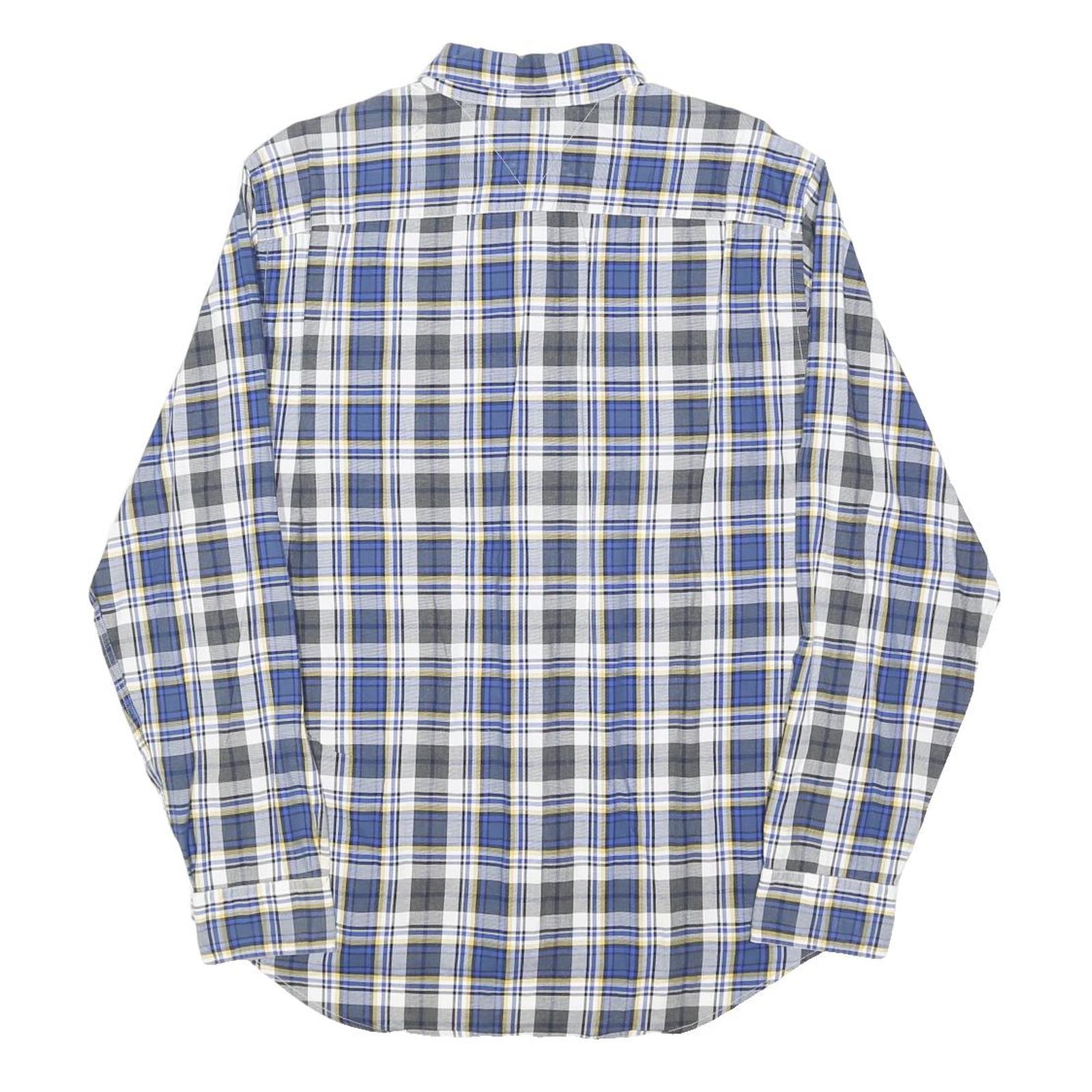 TOMMY HILFIGER Mens Blue & Grey Check Shirt XL Long Sleeve Button Down Cotton