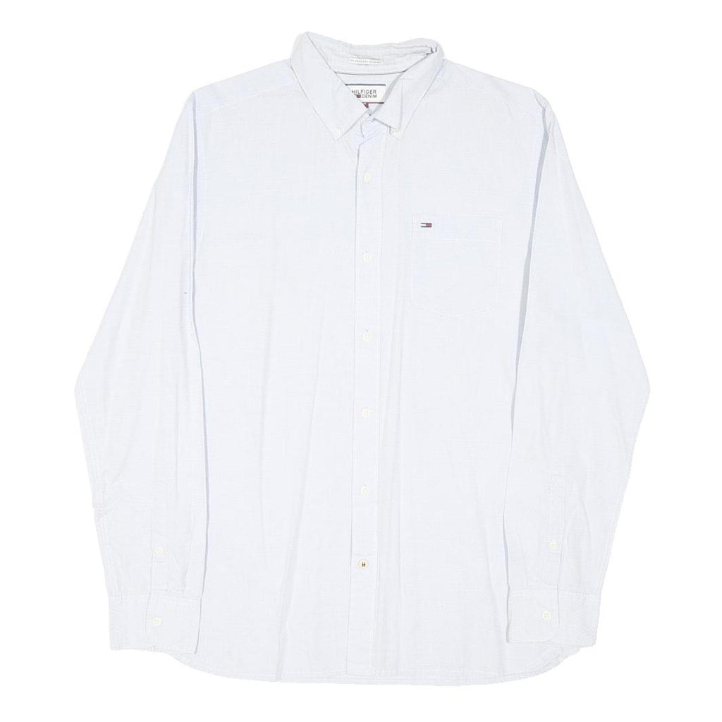 TOMMY HILFIGER Mens White Casual Shirt M Cotton Blend Button Down Collar Long