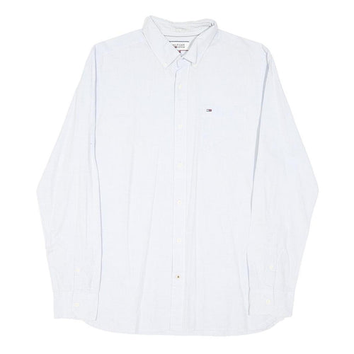 TOMMY HILFIGER Mens White Casual Shirt M Cotton Blend Button Down Collar Long