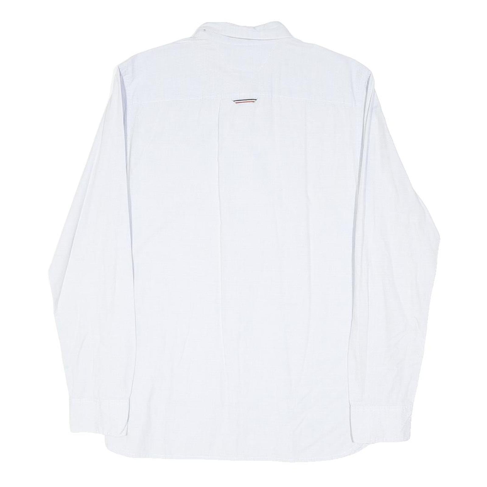 TOMMY HILFIGER Mens White Casual Shirt M Cotton Blend Button Down Collar Long