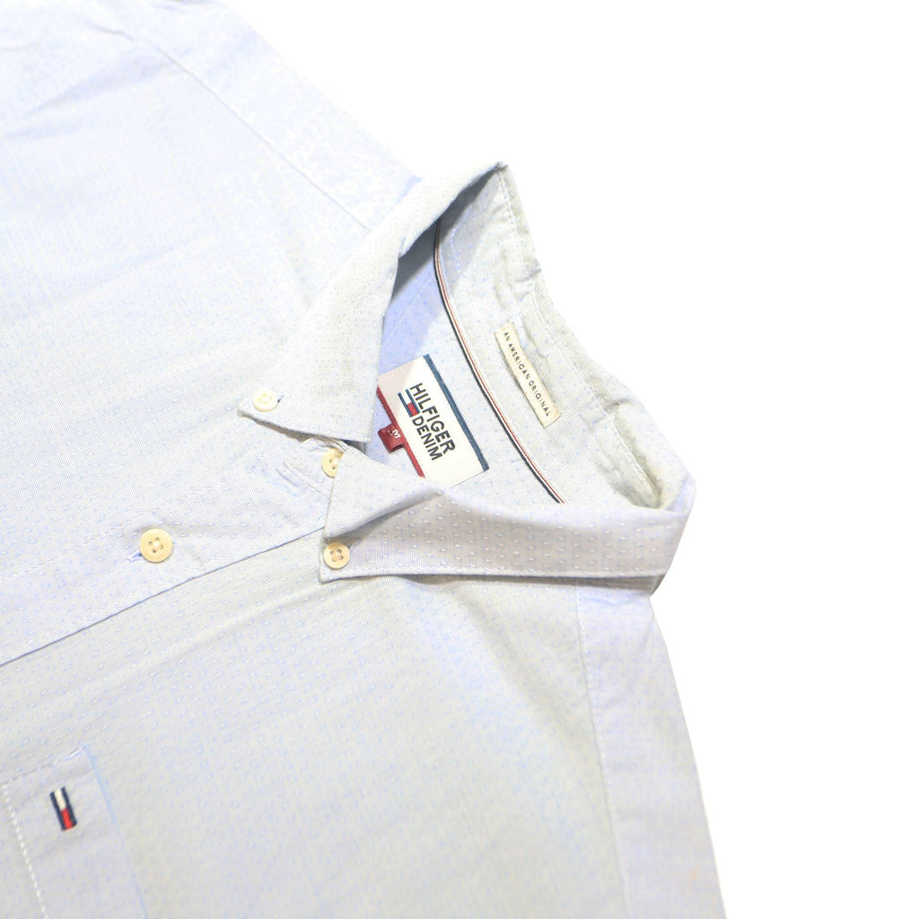 TOMMY HILFIGER Mens White Casual Shirt M Cotton Blend Button Down Collar Long