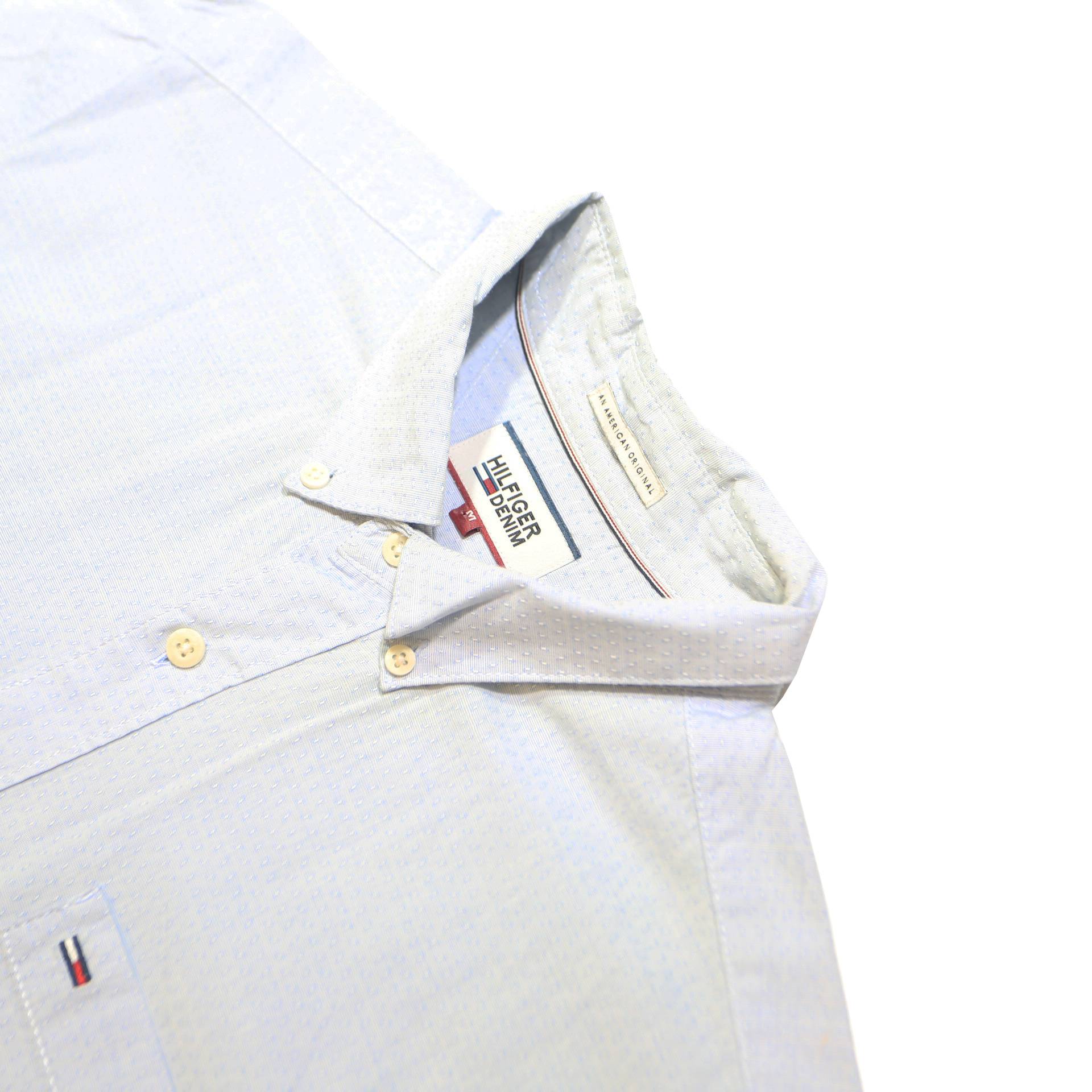 TOMMY HILFIGER Mens White Casual Shirt M Cotton Blend Button Down Collar Long