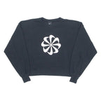 NIKE Pinwheel Cropped Womens Sweatshirt Black Crew Neck XS