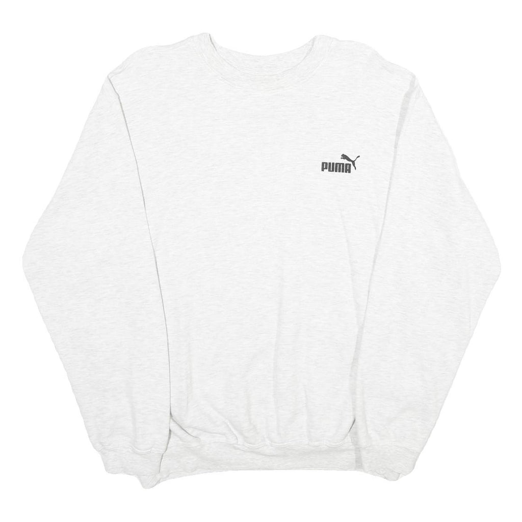 PUMA Mens White Crew Neck L Classic Cotton Sweatshirt Logo Pullover