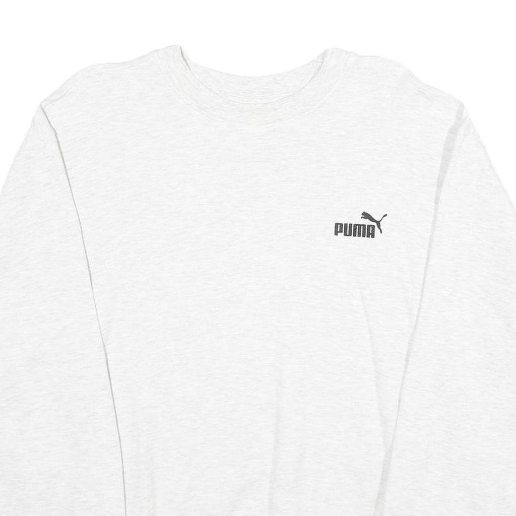 PUMA Mens White Crew Neck L Classic Cotton Sweatshirt Logo Pullover