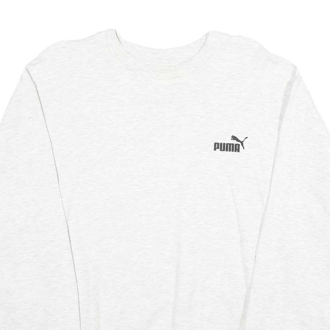 PUMA Mens White Crew Neck L Classic Cotton Sweatshirt Logo Pullover