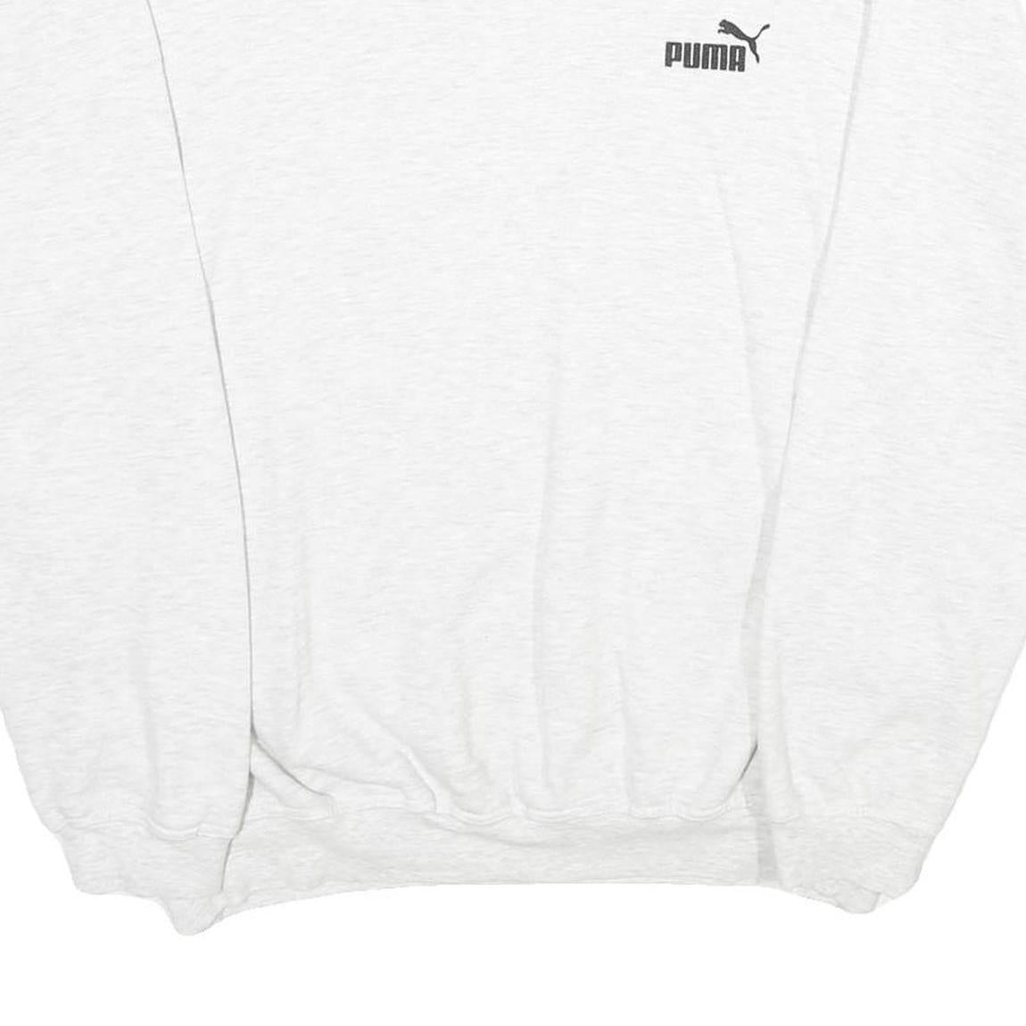 PUMA Mens White Crew Neck L Classic Cotton Sweatshirt Logo Pullover